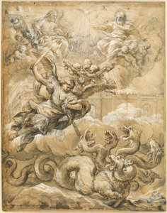 La Santísima Trinidad con San Miguel venciendo al dragón de Pietro da Cortona