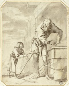 San José con el Niño Jesús en su taller de carpintería de Pietro della Vecchia