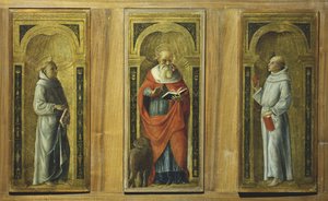 Tres paneles - San Francisco, San Jerónimo y San Antonio de Padua, c.1480 de Pietro di Francesco degli (circle of) Orioli