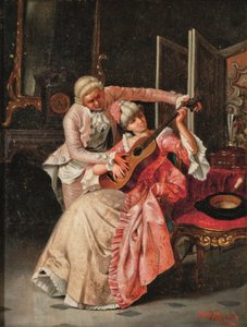 La lección de música (óleo sobre lienzo) de Pio Ricci