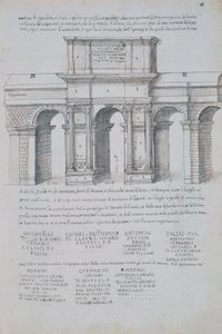 Arco de Claudio en Roma, dibujo, de Antigüedades Romanas, por Pirro Ligorio (1513-1583) de Pirro Ligorio