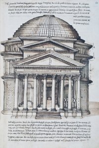 Vista del Panteón en Roma, dibujo del volumen XIII de XXX Libri delle Antichita (Libros de Antigüedades)