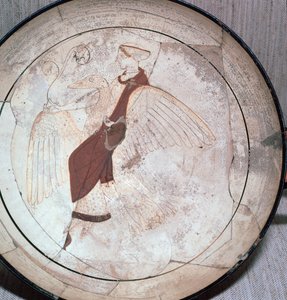 (detalle) de un kylix mostrando a Afrodita montando en un ganso, siglo V a.C.