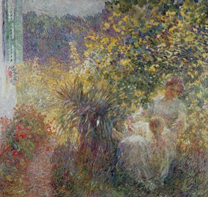 Madre e hijo en el jardín