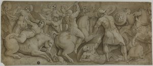 Batalla de las Amazonas de Polidoro da Caravaggio