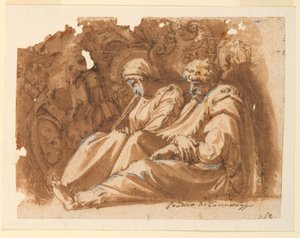 Figuras sentadas con trofeo de Polidoro da Caravaggio