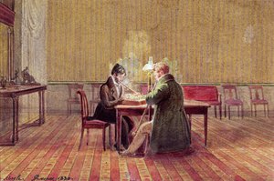 Adam Bernard Mickiewicz (1798-1855) jugando al ajedrez con un amigo, 1830 de Polish School