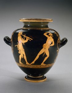 Stamnos de figuras rojas con escena de Hércules con sátiro, 440-420 a.C. de Polygnotos Polygnotos