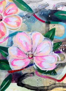 Abstracto floral rosa de Poonam Choudhary