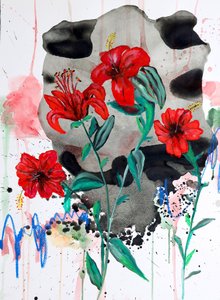 Flores de un rojo intenso de Poonam Choudhary