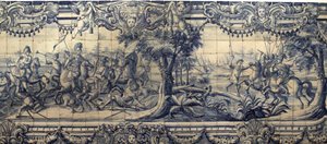 Alejandro Magno luchando contra los persas (detalle) de Portuguese School