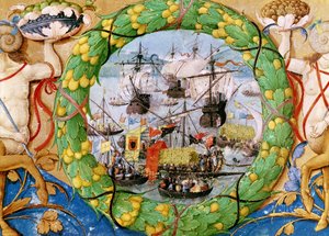 Festival de la Flota Portuguesa, ilustración de Lettura Nova por Alem Douro, 1513 de Portuguese School