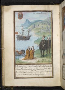 Ilustración, de una historia de las peregrinaciones de las Monjas de Syon, compilada en Lisboa a principios del siglo XVII de Portuguese School