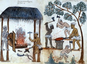 La metalurgia india primitiva. Manuscrito portugués del siglo XVI. Roma, Bibl. Casanatense