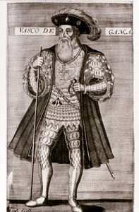 VASCO DA GAMA: Ilustración de "OS LUSIADAS" de Luis Camoes, Lisboa 1572. de Portuguese School