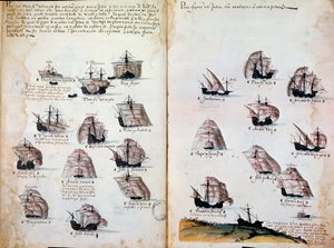Buques de guerra. Recuerdos de las armadas de Portugal bajo el rey Manuel I de Portuguese School