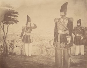 [Una revista persa en una pintura que una vez perteneció a Ardeshir Mirza, tío del rey], 1840s-60s