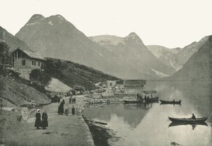 Mundal, en el Fjaerlandsfjorden, Sogn, Noruega, 1895 de Poulton and Co