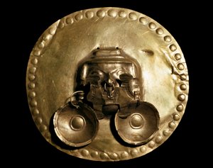 Pectoral de oro (civilización Calima, 7mo-15mo siglo, Bogotá, Museo de Oro, Colombia) de Pre Columbian Pre Columbian