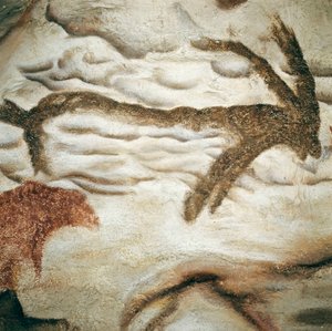 Pintura rupestre de cérvido, Cueva de Lascaux, Dordoña, Francia, Paleolítico Superior (Magdaleniense) c. 13000 años atrás