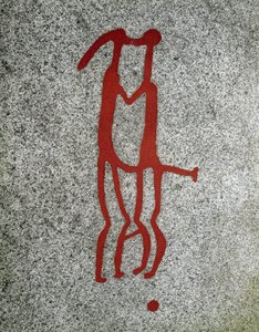 Edad de bronce nórdica: pareja abrazándose, grabados rupestres en Tanum, Suecia de Prehistoric Prehistoric