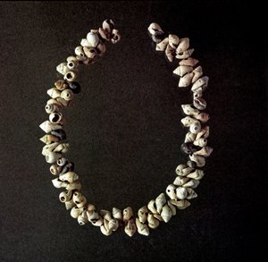 Prehistoria, Edad de Piedra: collar de conchas de la cueva de Polesine, Venecia. Neolítico medio. Roma, Museo Nazionale Preistorico Etnografico Luigi Pigorini de Prehistoric Prehistoric
