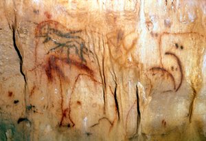 Prehistoria : un hombre herido (Pintura rupestre)