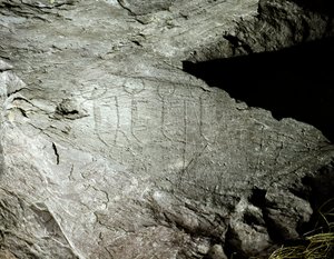 Prehistoria, arte rupestre: representaciones de dos pares de bueyes tirando de un carro de Prehistoric Prehistoric