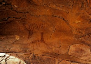 Prehistoria: pintura rupestre. Edad de Piedra 5000-2000 a.C. Taghit, Alto Plateau del Hoggar (Ahaggar), Argelia