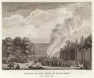 Efigie del papa quemada en el palacio real de Prieur