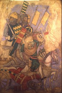 La Historia de Antíoco, reconstrucción de un muro un cuadro originalmente en la Cámara Pintada del Palacio de Westminster