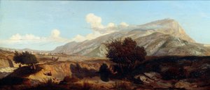 Vista de la montaña sagrada Paisaje victorioso de maquis en el Sur. Pintura de Prosper Joseph Gresy (1804-1874) Siglo XIX Aix en Provence, Museo Granet de Prosper Joseph Gresy