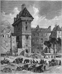 Vista de la Torre de Juan Sin Miedo (siglo XV), último vestigio del Hotel de Borgoña. París de Provost Provost
