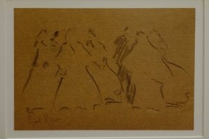 Esbozo de figuras femeninas, Narcís Puget Riquer, dibujo al carboncillo, museo Puget, casa noble de Can LLaudis, Dalt Vila, Ibiza, Islas Baleares, España de Puget Riquer