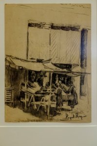 La plaza, Narcís Puget Riquer, dibujo al carboncillo, museo Puget, casa noble de Can LLaudis, Dalt Vila, Ibiza, Islas Baleares, España