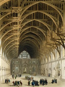 Westminster Hall, grabado por J. Bluck, publicado por R. Ackermann, 1809
