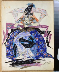 Diseño de vestuario para el ballet Petrushka de Igor Stravinsky (1882-1971). Dibujo de Pyotr Boborykin (Piotr Boborykine) (1836-1921). Acuarela y lápiz sobre papel, 35,6 x 26,5 cm de Pyotr Boborykin