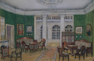 Diseño de escenario para la ópera Eugene Onegin de P. Tchaikovsky, 1900s