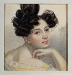 Retrato de la condesa Glafira de Balmen. Obra de Pyotr (Piotr) Fyodorovich Sokolov (Peter Sokolov) (1791-1848), acuarela sobre papel, hacia 1828. Arte ruso de Pyotr Fyodorovich Sokolov