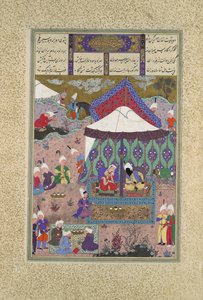 El Matrimonio de Sudaba y Kai Kavus, Folio 130r del Shahnama..., ca. 1525-30 de Qasim ibn 