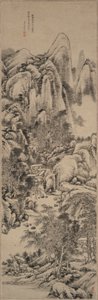 Paisaje al estilo de Huang Gongwang de Qian Weicheng