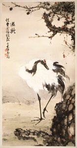 Grulla bajo un pino de Qifeng Gao