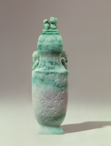 Jarrón balustre y tapa abovedada, finales de la dinastía Qing de Qing Dynasty Chinese School