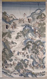 Reuniones de Grupos Inmortales, c.1800 (textil) de Qing Dynasty Chinese School