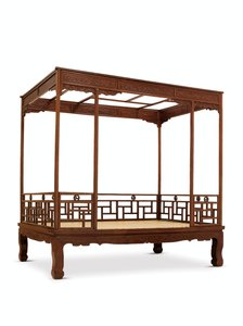 Cama con Dosel de Seis Postes Huanghuali, Dinastía Qing