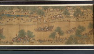 Festival de Primavera en el Río (detalle), rollo de mano de Qing Dynasty Chinese School