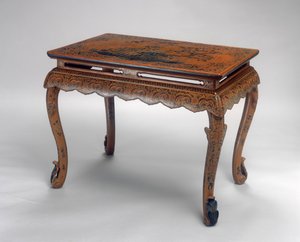 Mesa, período Kangxi (1662-1722) (madera lacada y tela de cáñamo) de Qing Dynasty Chinese School