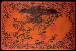 Tablero de mesa, período Kangxi (1662-1722) (madera lacada y tela de cáñamo)