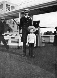 Rey Haakon VII de Noruega 1872-1957 con su hijo Olav 1903-1991, 1908