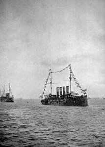 Revisión naval frente a la costa de Portsmouth, 1907 de Queen Alexandra